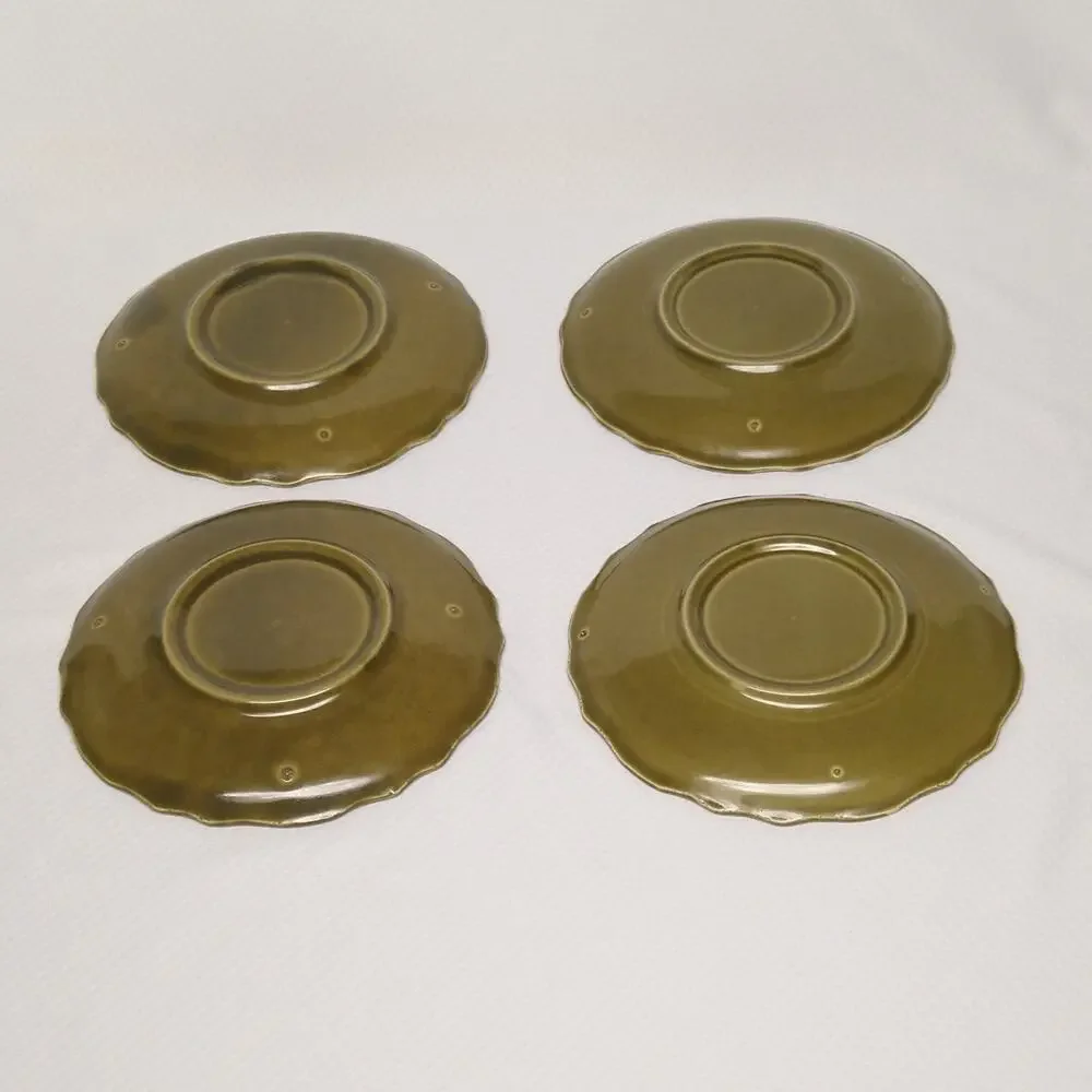 Canonsburg Regency Green Saucers Set of 4 Vintage Ironstone Olive Plates